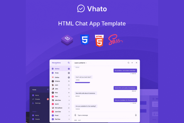 Vhato - Chat & Messaging Website Template Source Code