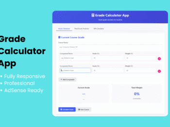 Grade Calculator App Using HTML, CSS and JavaScript