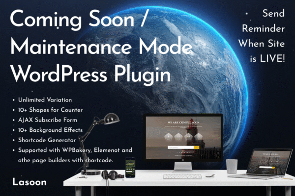 Boost anticipation and capture leads with the HappyCodex Coming Soon WordPress Plugin. Mobile-ready, customizable, and integrated with MailChimp, contact forms, countdown timers, and stunning effects to keep visitors engaged while your site is under construction.